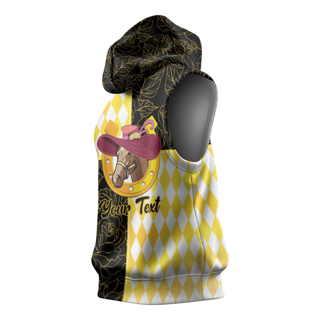 Personalised Melbourne Cup Australia Sleeveless Hoodie Diamond Horse Racing Silks Inspired Yellow