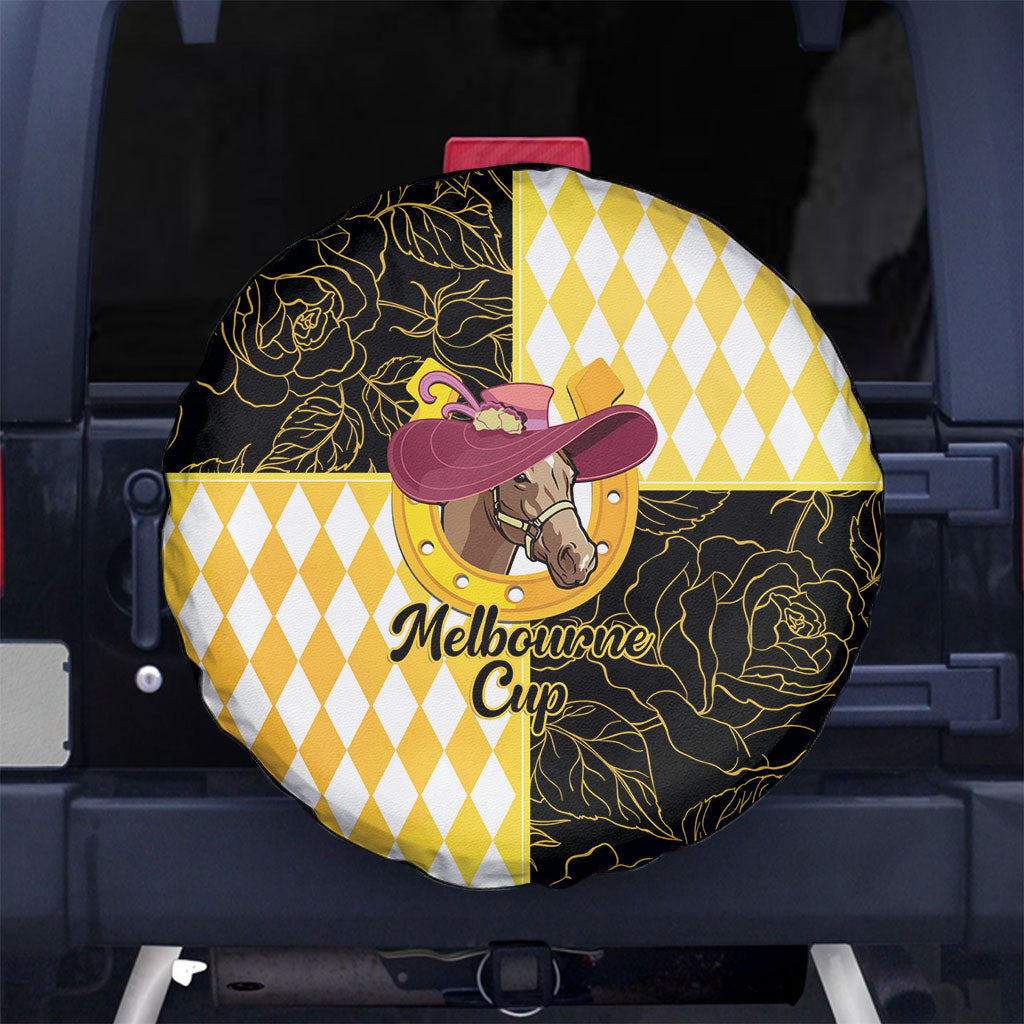 Melbourne Cup Australia Spare Tire Cover Diamond Horse Racing Silks Inspired Yellow