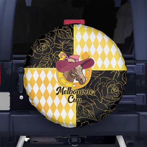 Melbourne Cup Australia Spare Tire Cover Diamond Horse Racing Silks Inspired Yellow
