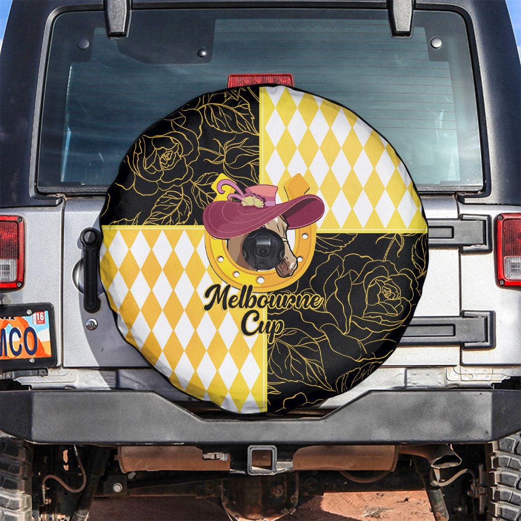 Melbourne Cup Australia Spare Tire Cover Diamond Horse Racing Silks Inspired Yellow