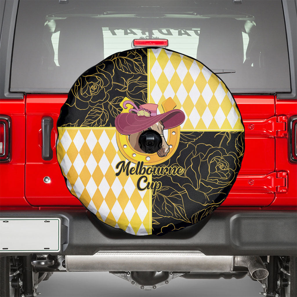 Melbourne Cup Australia Spare Tire Cover Diamond Horse Racing Silks Inspired Yellow