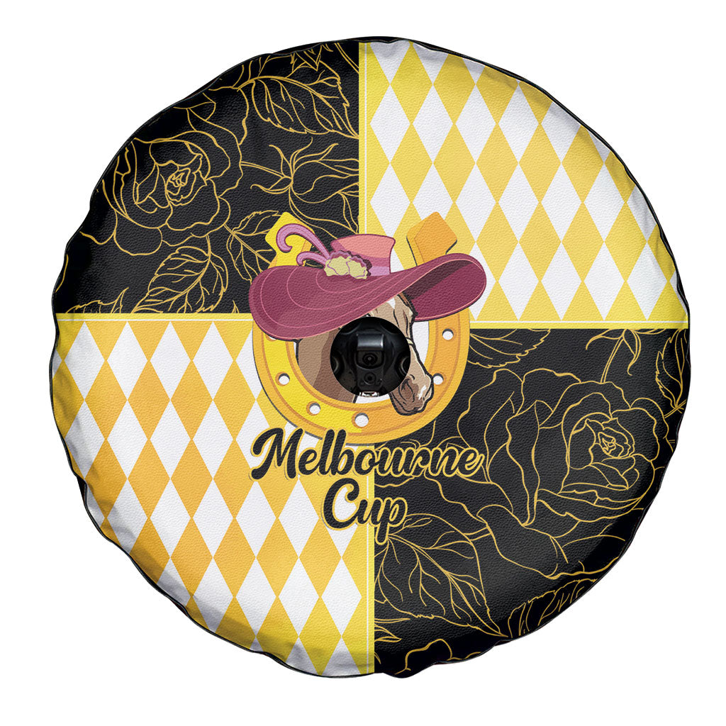 Melbourne Cup Australia Spare Tire Cover Diamond Horse Racing Silks Inspired Yellow