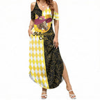 Personalised Melbourne Cup Australia Summer Maxi Dress Diamond Horse Racing Silks Inspired Yellow