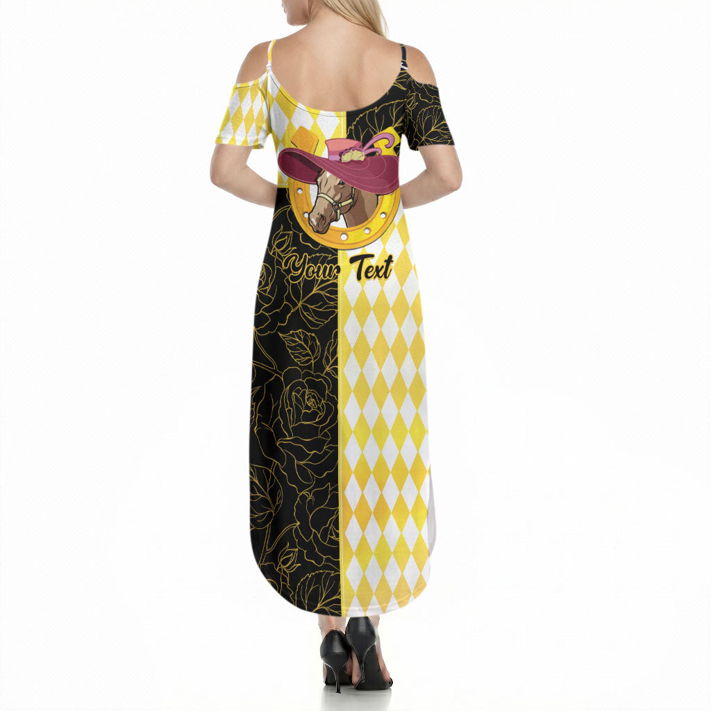 Personalised Melbourne Cup Australia Summer Maxi Dress Diamond Horse Racing Silks Inspired Yellow