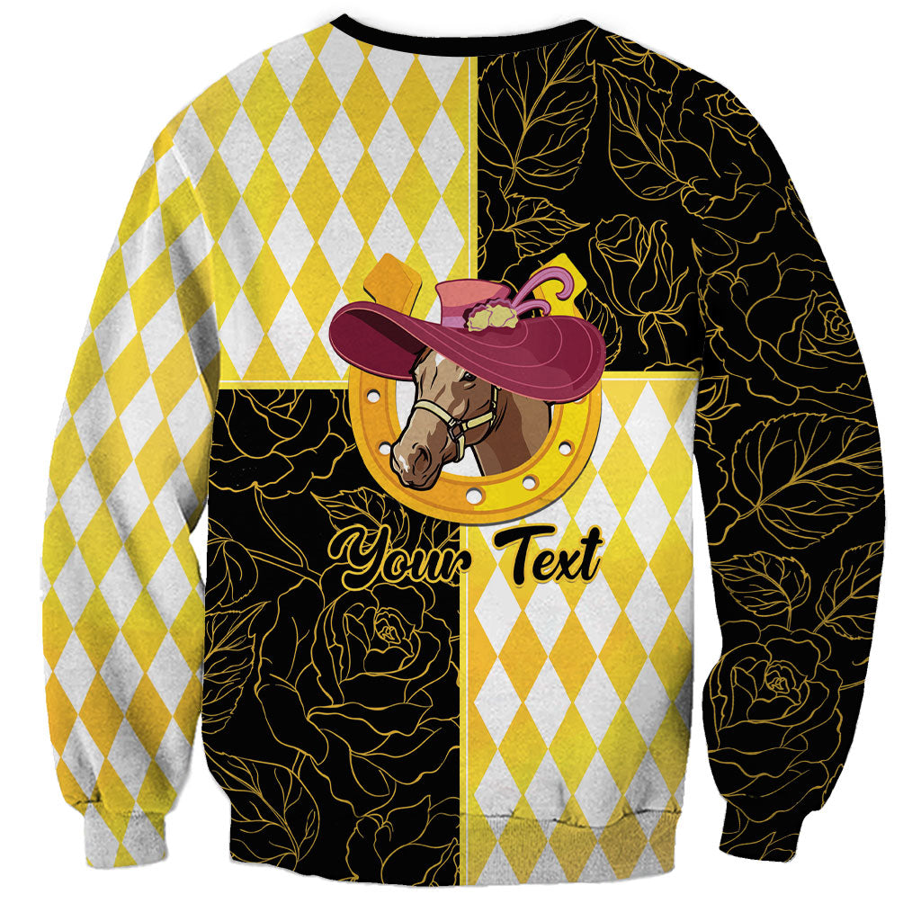 Personalised Melbourne Cup Australia Sweatshirt Diamond Horse Racing Silks Inspired Yellow