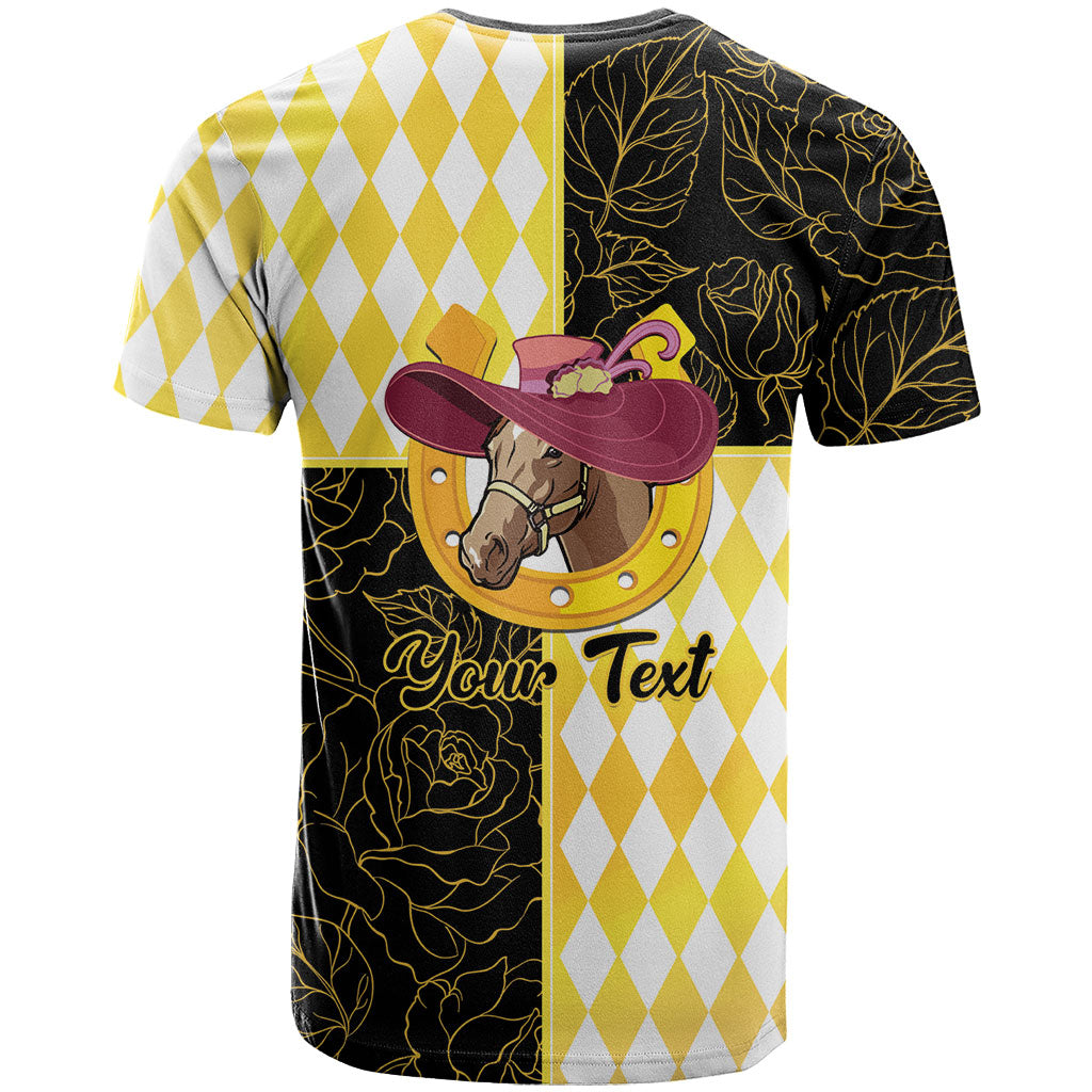 Personalised Melbourne Cup Australia T Shirt Diamond Horse Racing Silks Inspired Yellow