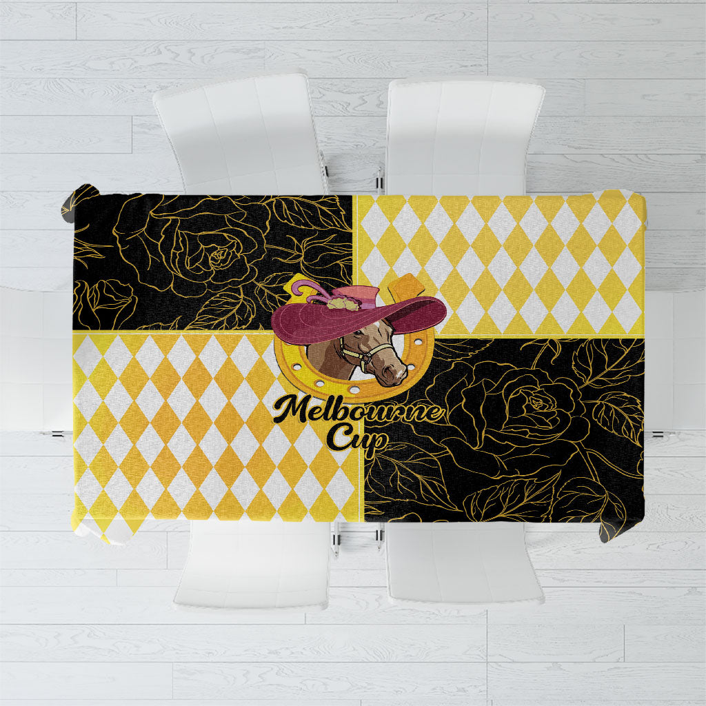 Melbourne Cup Australia Tablecloth Diamond Horse Racing Silks Inspired Yellow