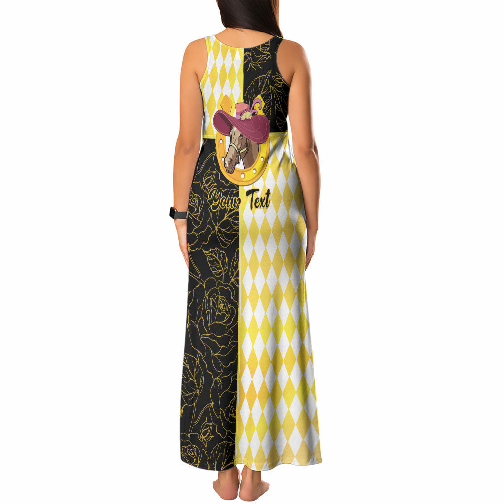Personalised Melbourne Cup Australia Tank Maxi Dress Diamond Horse Racing Silks Inspired Yellow