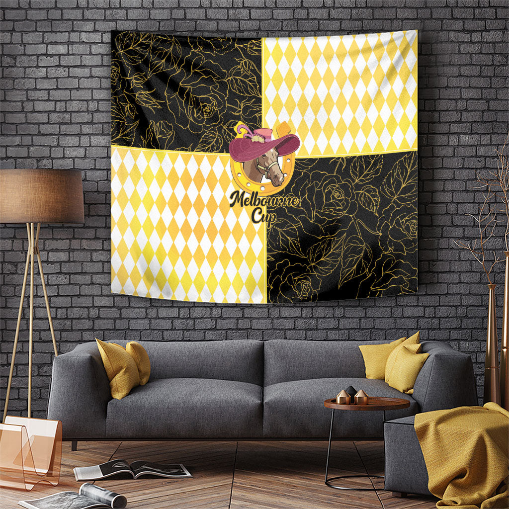 Melbourne Cup Australia Tapestry Diamond Horse Racing Silks Inspired Yellow
