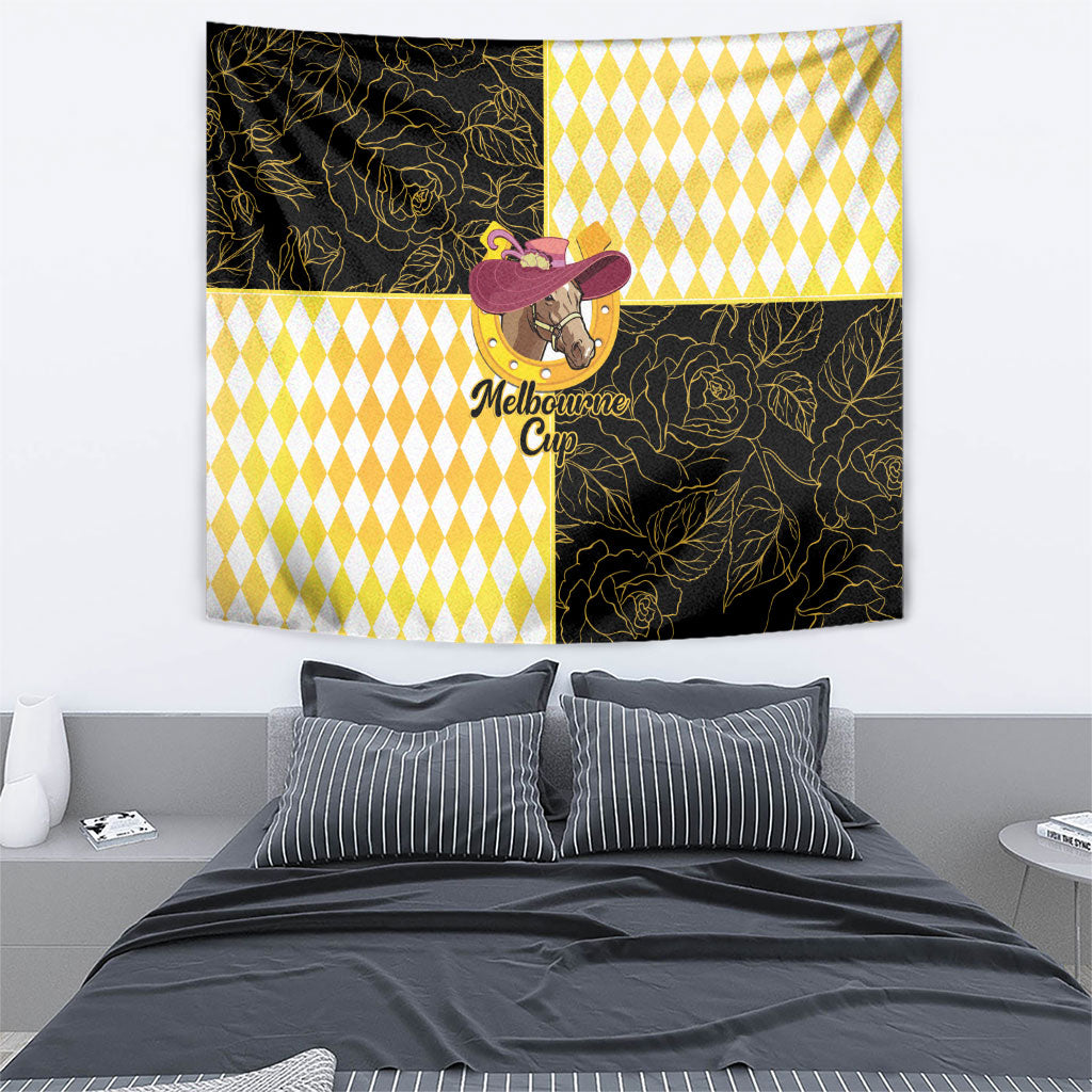 Melbourne Cup Australia Tapestry Diamond Horse Racing Silks Inspired Yellow