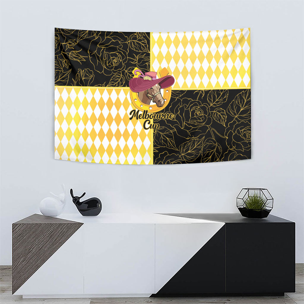Melbourne Cup Australia Tapestry Diamond Horse Racing Silks Inspired Yellow