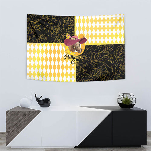 Melbourne Cup Australia Tapestry Diamond Horse Racing Silks Inspired Yellow