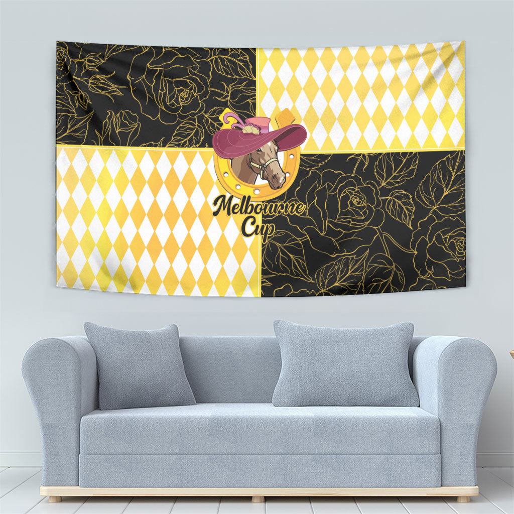 Melbourne Cup Australia Tapestry Diamond Horse Racing Silks Inspired Yellow