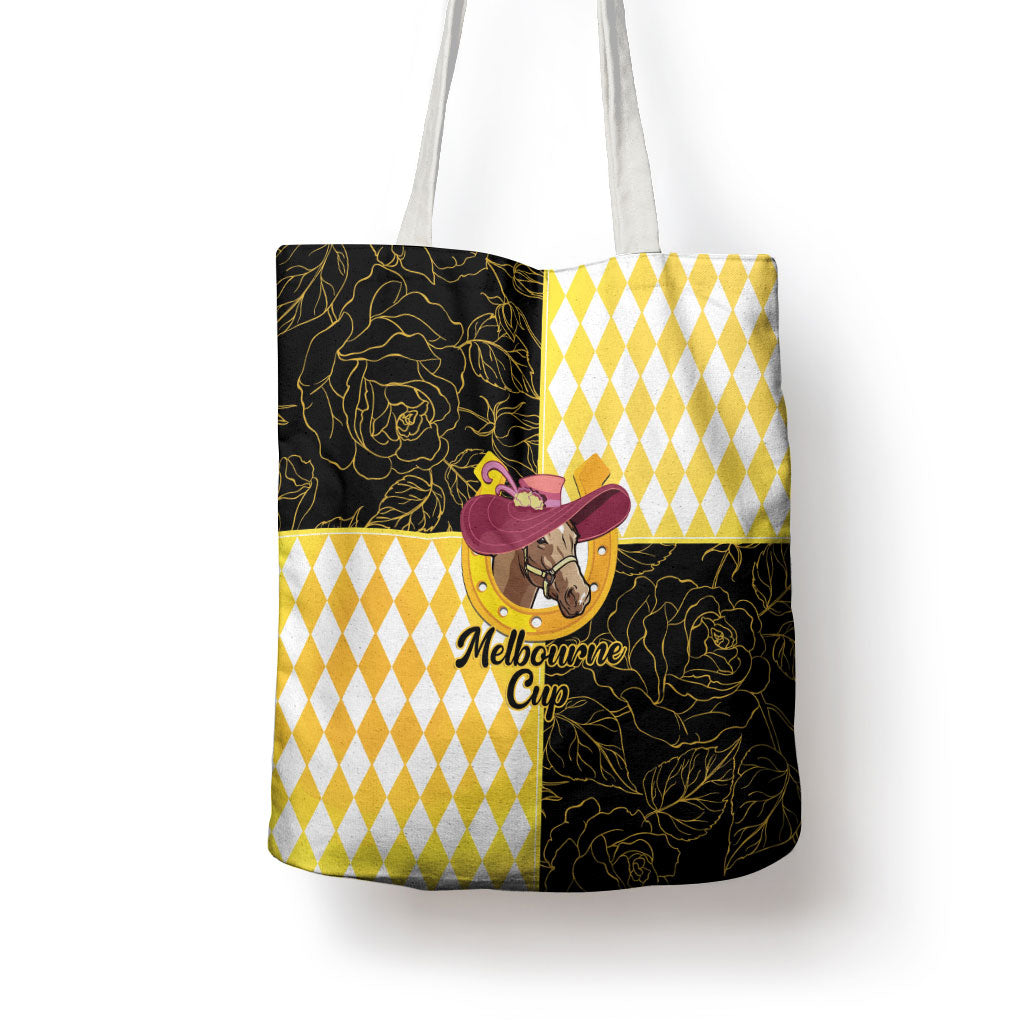 Melbourne Cup Australia Tote Bag Diamond Horse Racing Silks Inspired Yellow