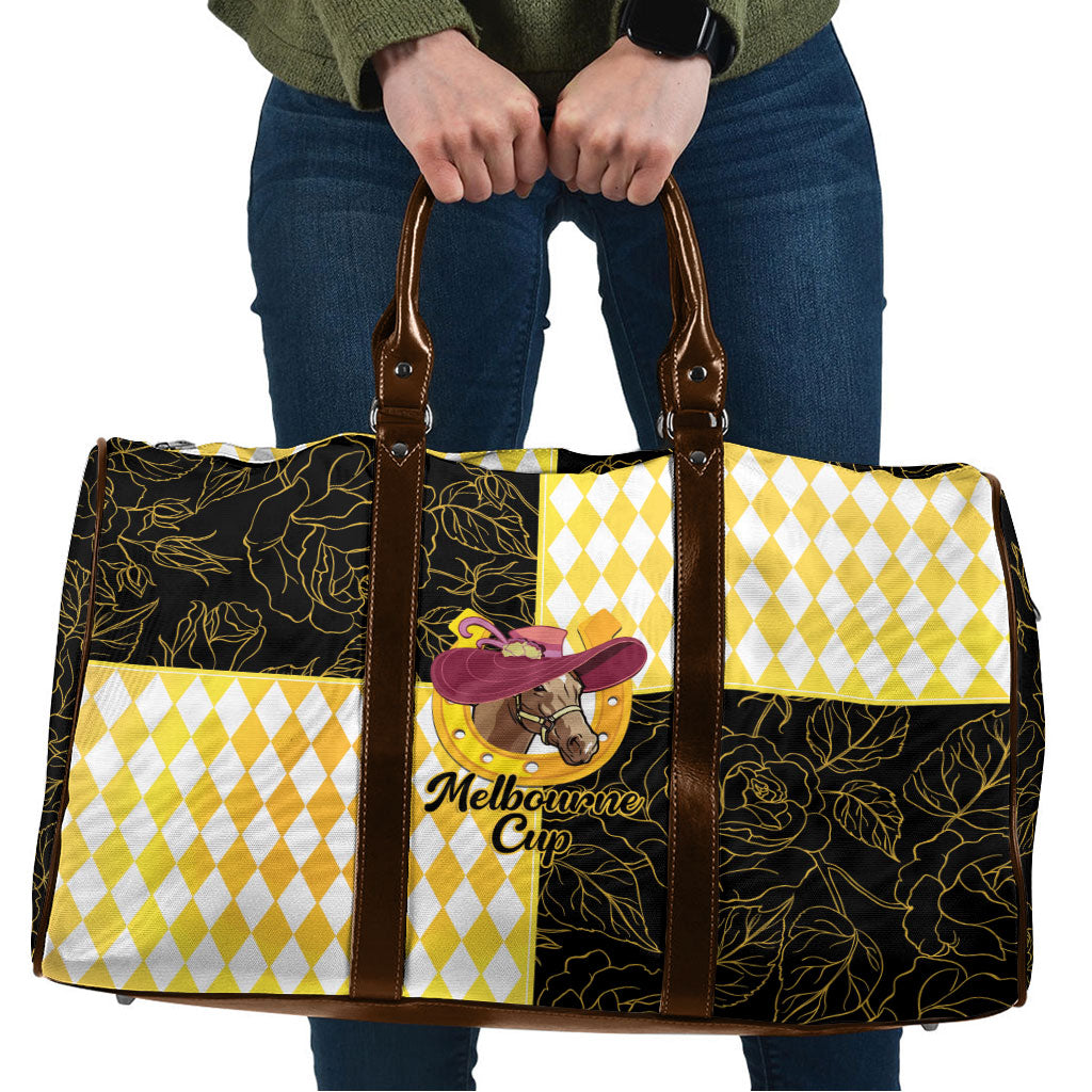 Melbourne Cup Australia Travel Bag Diamond Horse Racing Silks Inspired Yellow
