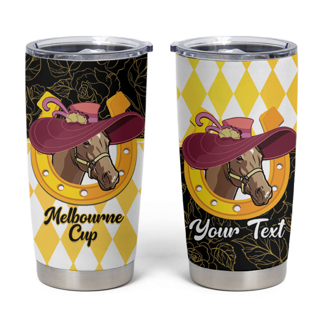 Personalised Melbourne Cup Australia Tumbler Cup Diamond Horse Racing Silks Inspired Yellow
