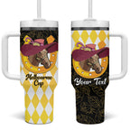 Personalised Melbourne Cup Australia Tumbler With Handle Diamond Horse Racing Silks Inspired Yellow