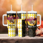 Personalised Melbourne Cup Australia Tumbler With Handle Diamond Horse Racing Silks Inspired Yellow