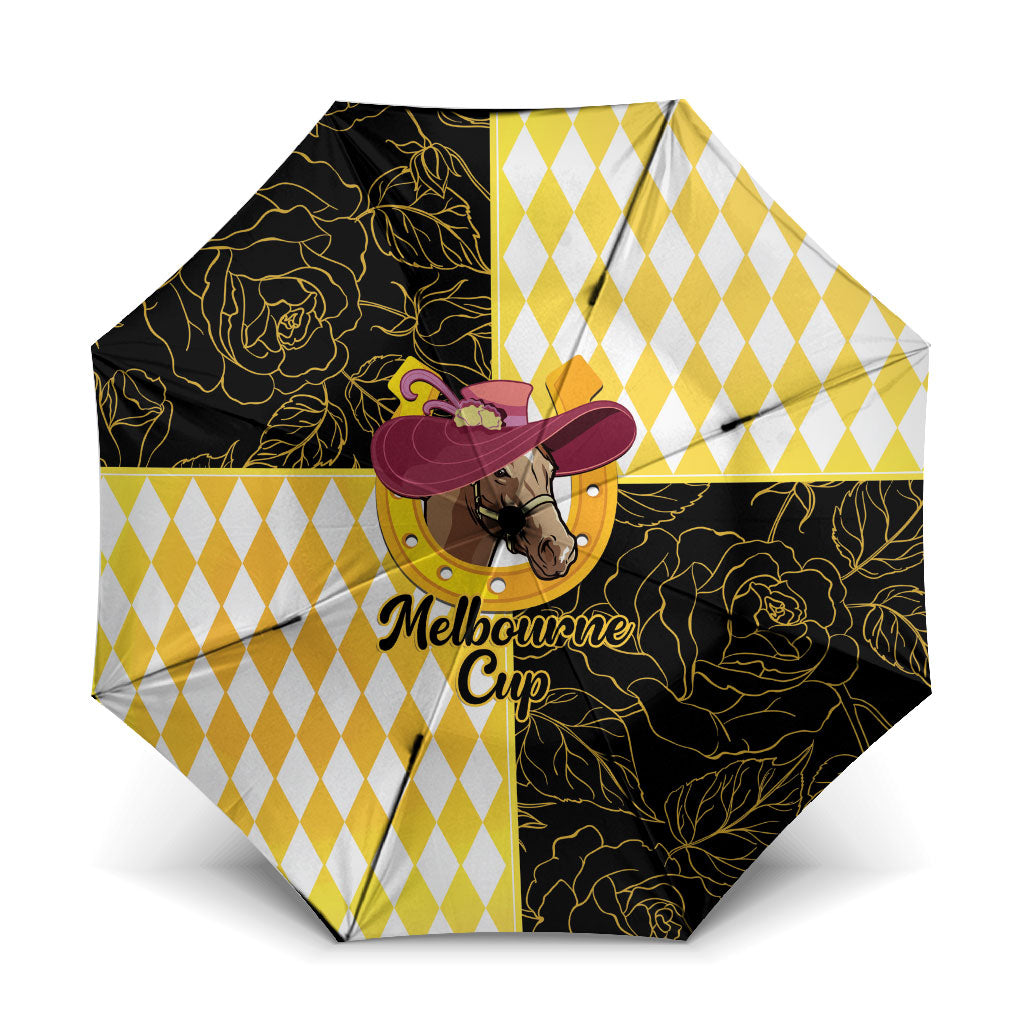 Melbourne Cup Australia Umbrella Diamond Horse Racing Silks Inspired Yellow