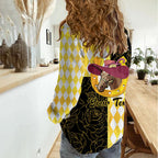 Personalised Melbourne Cup Australia Women Casual Shirt Diamond Horse Racing Silks Inspired Yellow