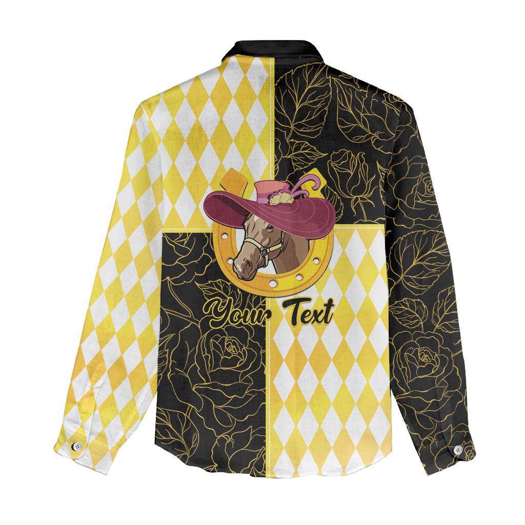 Personalised Melbourne Cup Australia Women Casual Shirt Diamond Horse Racing Silks Inspired Yellow