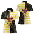 Personalised Melbourne Cup Australia Women Polo Shirt Diamond Horse Racing Silks Inspired Yellow