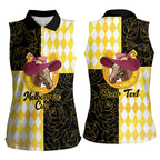 Personalised Melbourne Cup Australia Women Sleeveless Polo Shirt Diamond Horse Racing Silks Inspired Yellow