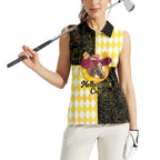 Personalised Melbourne Cup Australia Women Sleeveless Polo Shirt Diamond Horse Racing Silks Inspired Yellow