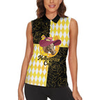 Personalised Melbourne Cup Australia Women Sleeveless Polo Shirt Diamond Horse Racing Silks Inspired Yellow
