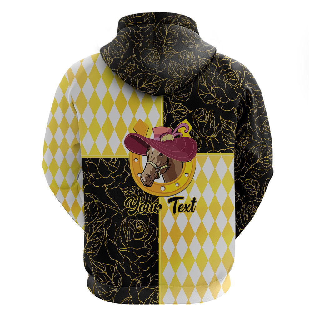 Personalised Melbourne Cup Australia Zip Hoodie Diamond Horse Racing Silks Inspired Yellow