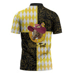 Personalised Melbourne Cup Australia Zipper Polo Shirt Diamond Horse Racing Silks Inspired Yellow
