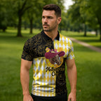 Personalised Melbourne Cup Australia Zipper Polo Shirt Diamond Horse Racing Silks Inspired Yellow