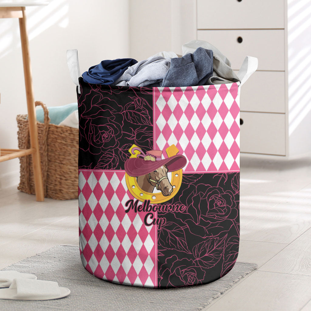 Melbourne Cup Australia Laundry Basket Diamond Horse Racing Silks Inspired Pink