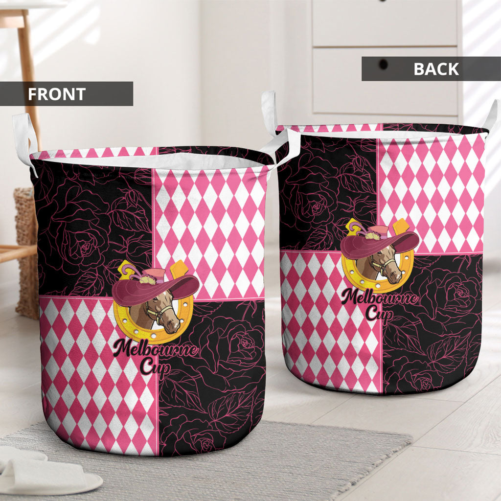 Melbourne Cup Australia Laundry Basket Diamond Horse Racing Silks Inspired Pink