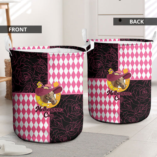 Melbourne Cup Australia Laundry Basket Diamond Horse Racing Silks Inspired Pink