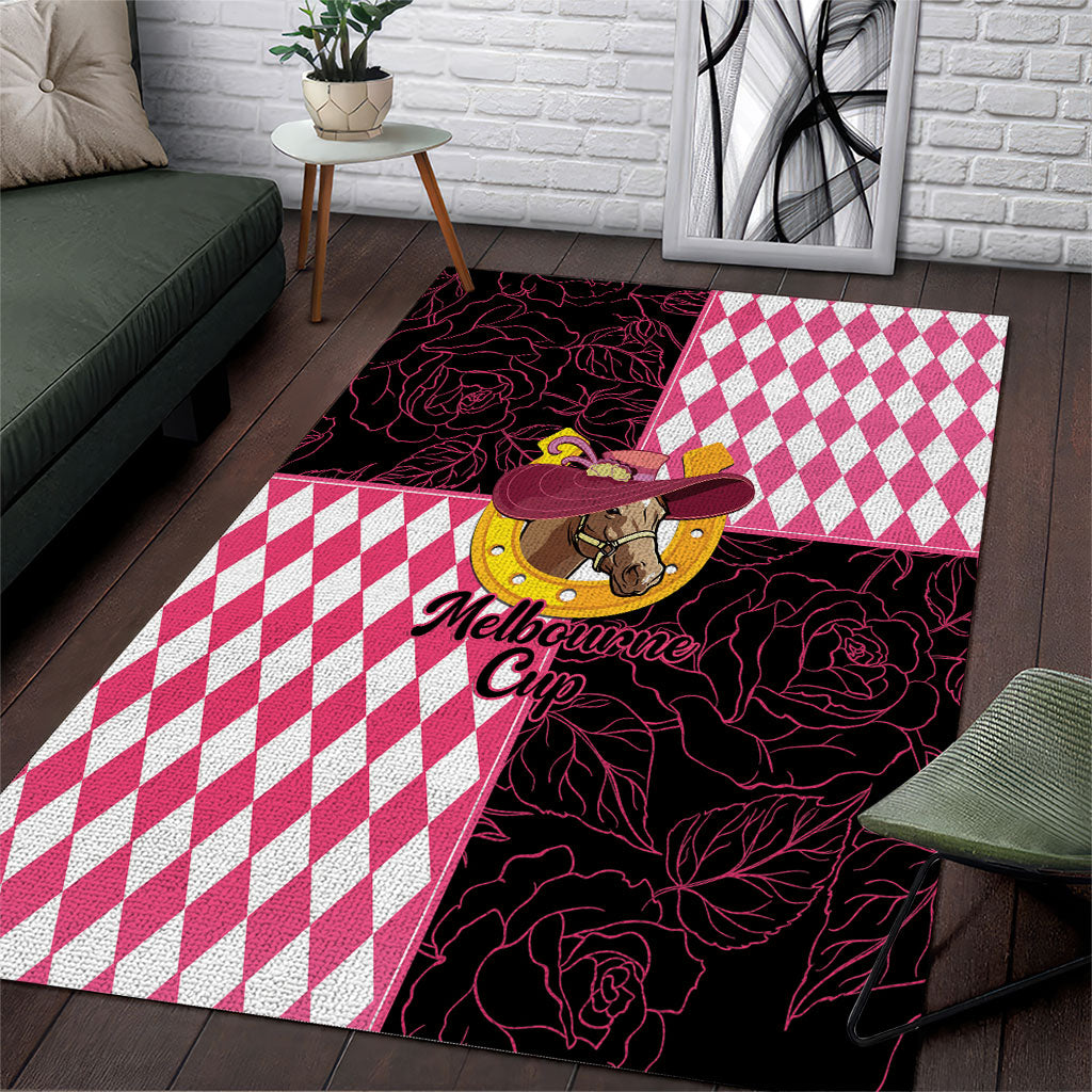 Melbourne Cup Australia Area Rug Diamond Horse Racing Silks Inspired Pink