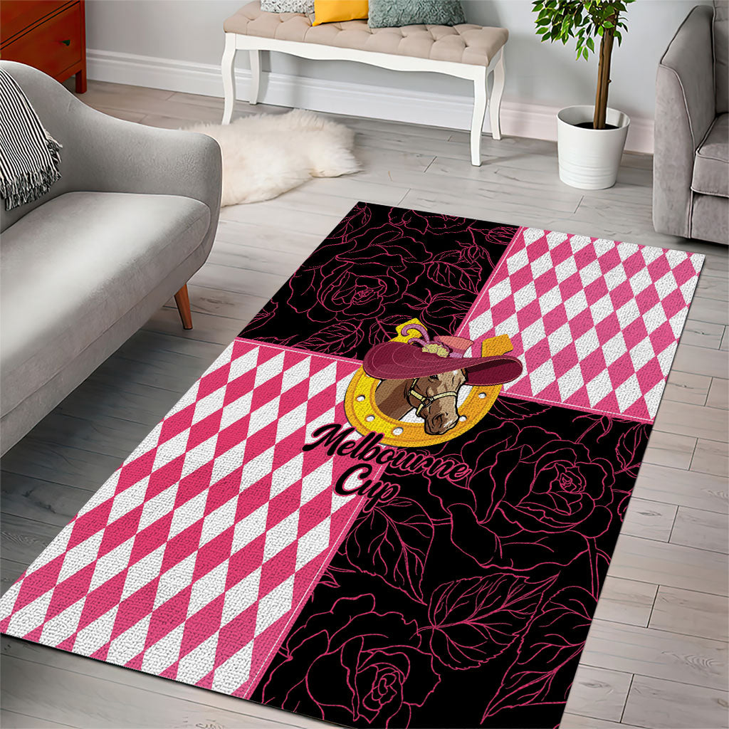 Melbourne Cup Australia Area Rug Diamond Horse Racing Silks Inspired Pink