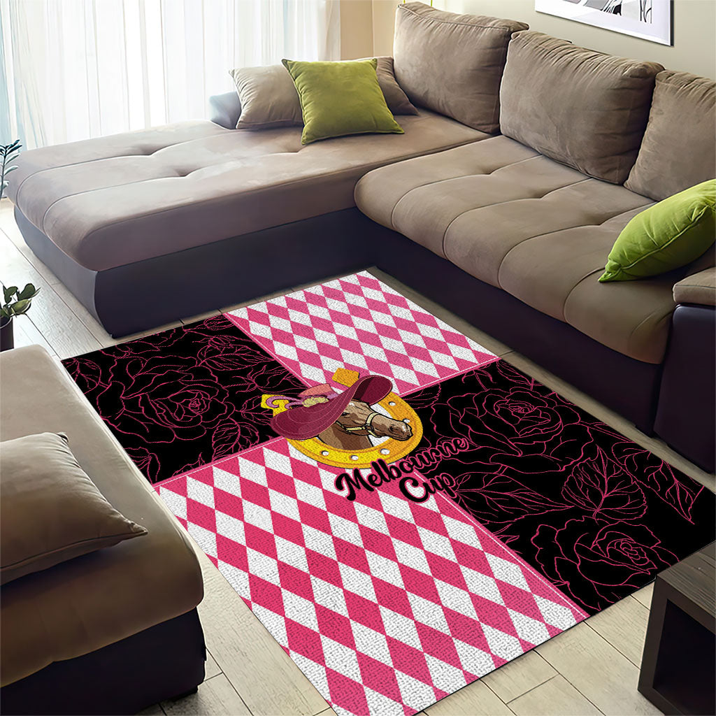 Melbourne Cup Australia Area Rug Diamond Horse Racing Silks Inspired Pink