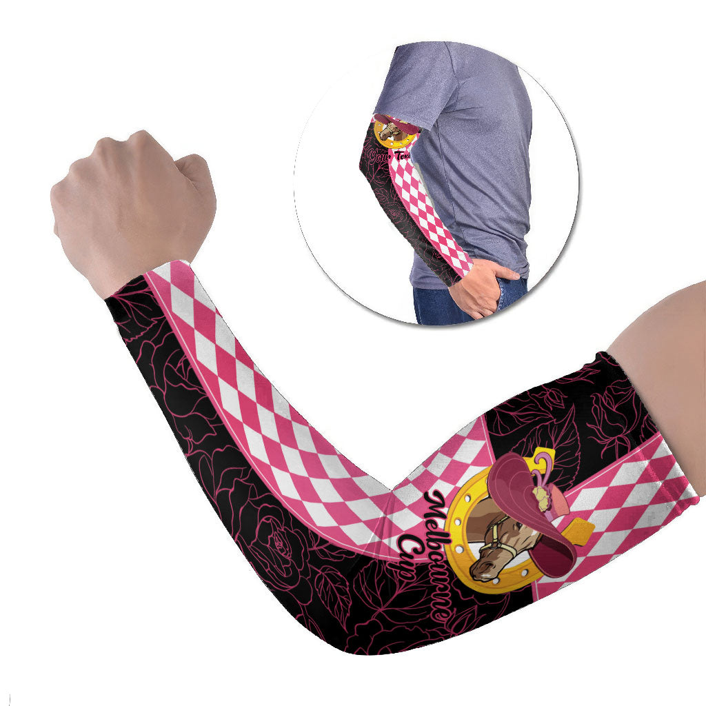 Personalised Melbourne Cup Australia Arm Sleeves Diamond Horse Racing Silks Inspired Pink