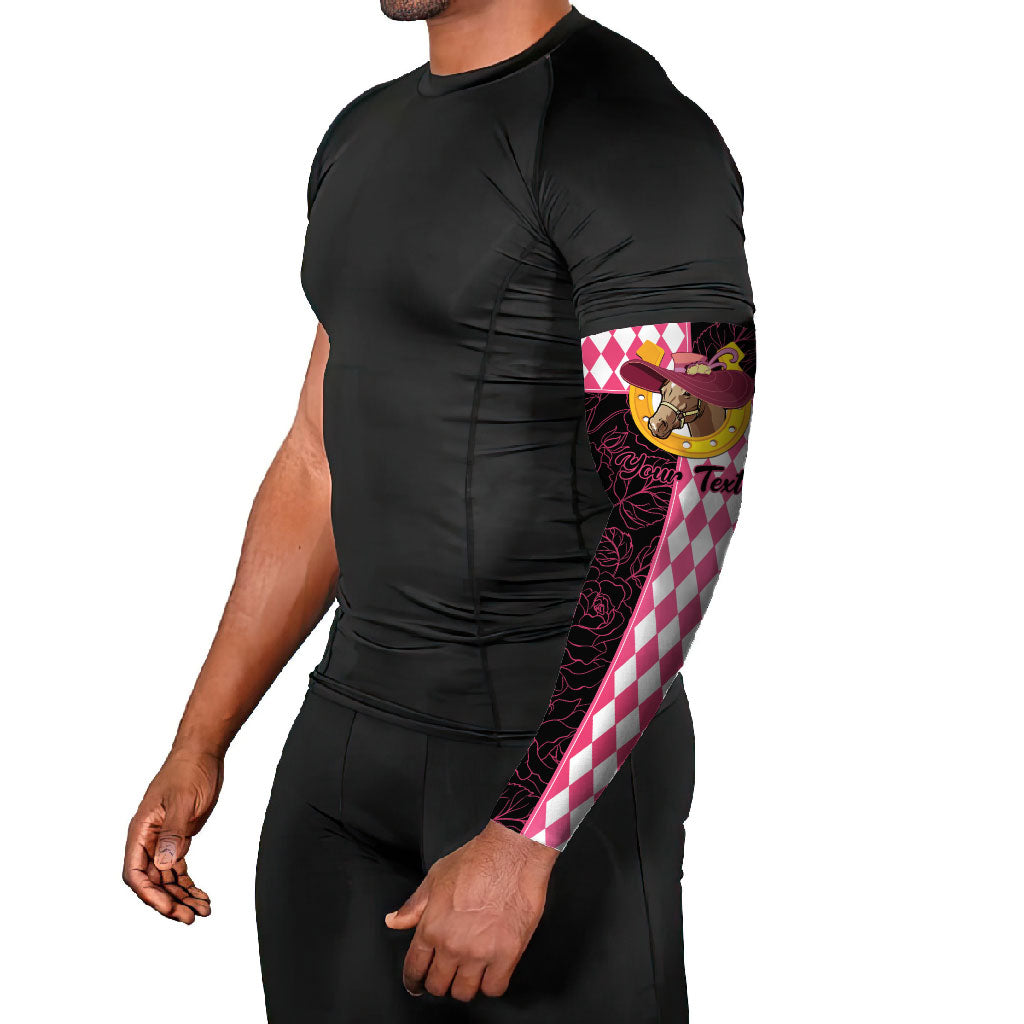 Personalised Melbourne Cup Australia Arm Sleeves Diamond Horse Racing Silks Inspired Pink