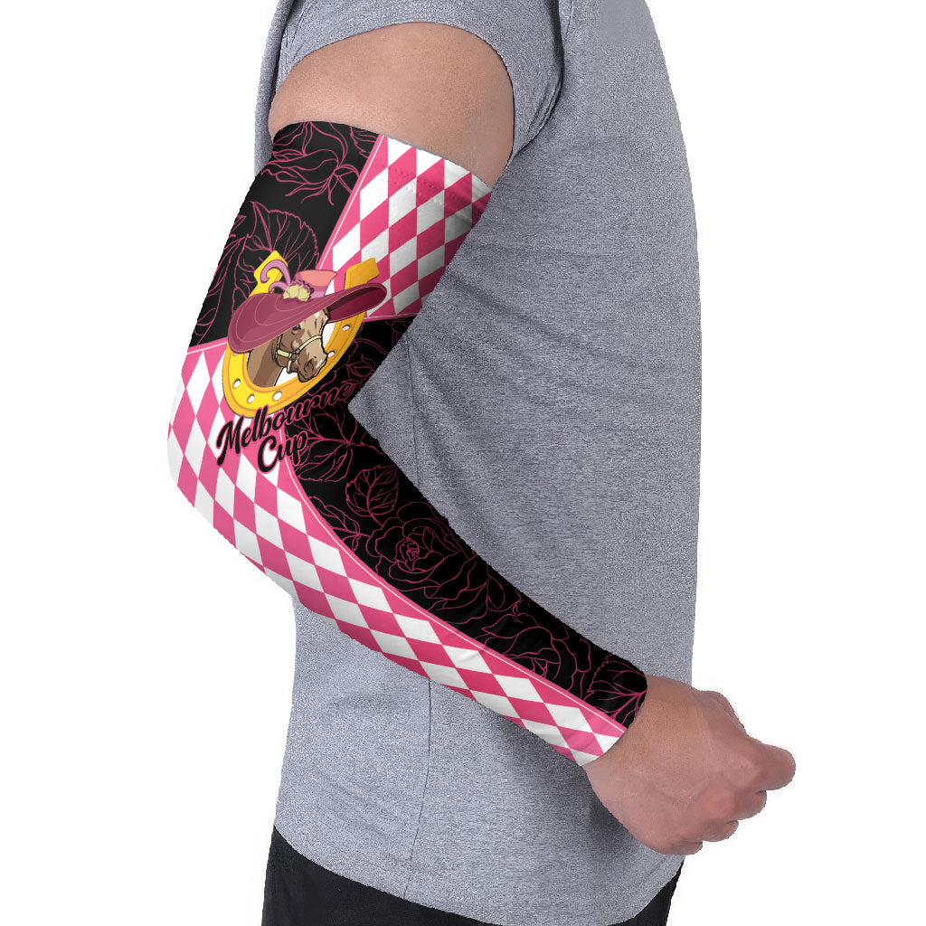 Personalised Melbourne Cup Australia Arm Sleeves Diamond Horse Racing Silks Inspired Pink