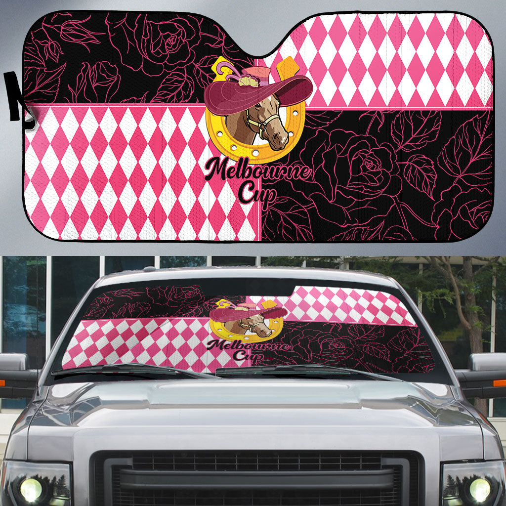 Melbourne Cup Australia Auto Sun Shade Diamond Horse Racing Silks Inspired Pink