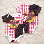 Personalised Melbourne Cup Australia Baby Onesie Diamond Horse Racing Silks Inspired Pink