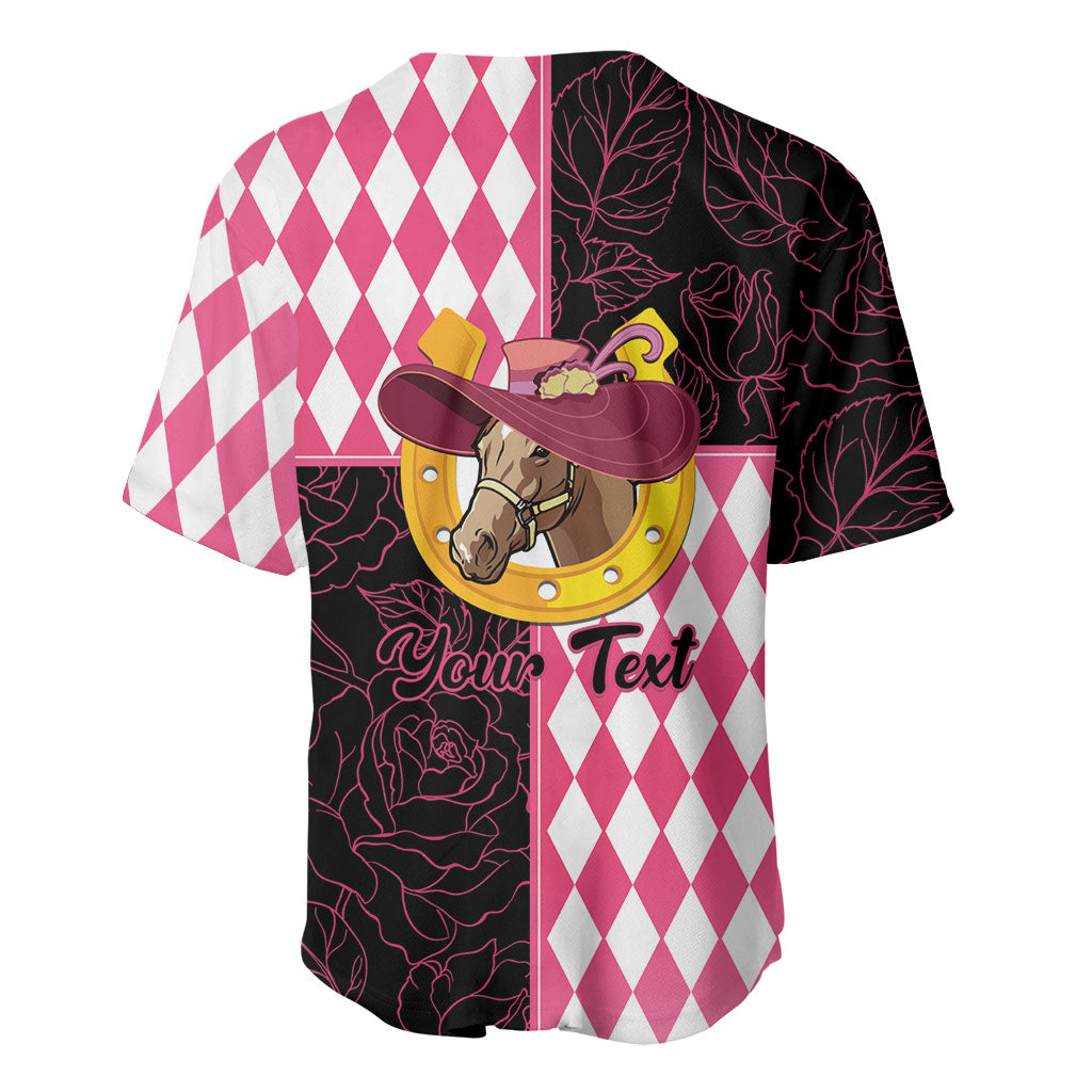 Personalised Melbourne Cup Australia Baseball Jersey Diamond Horse Racing Silks Inspired Pink