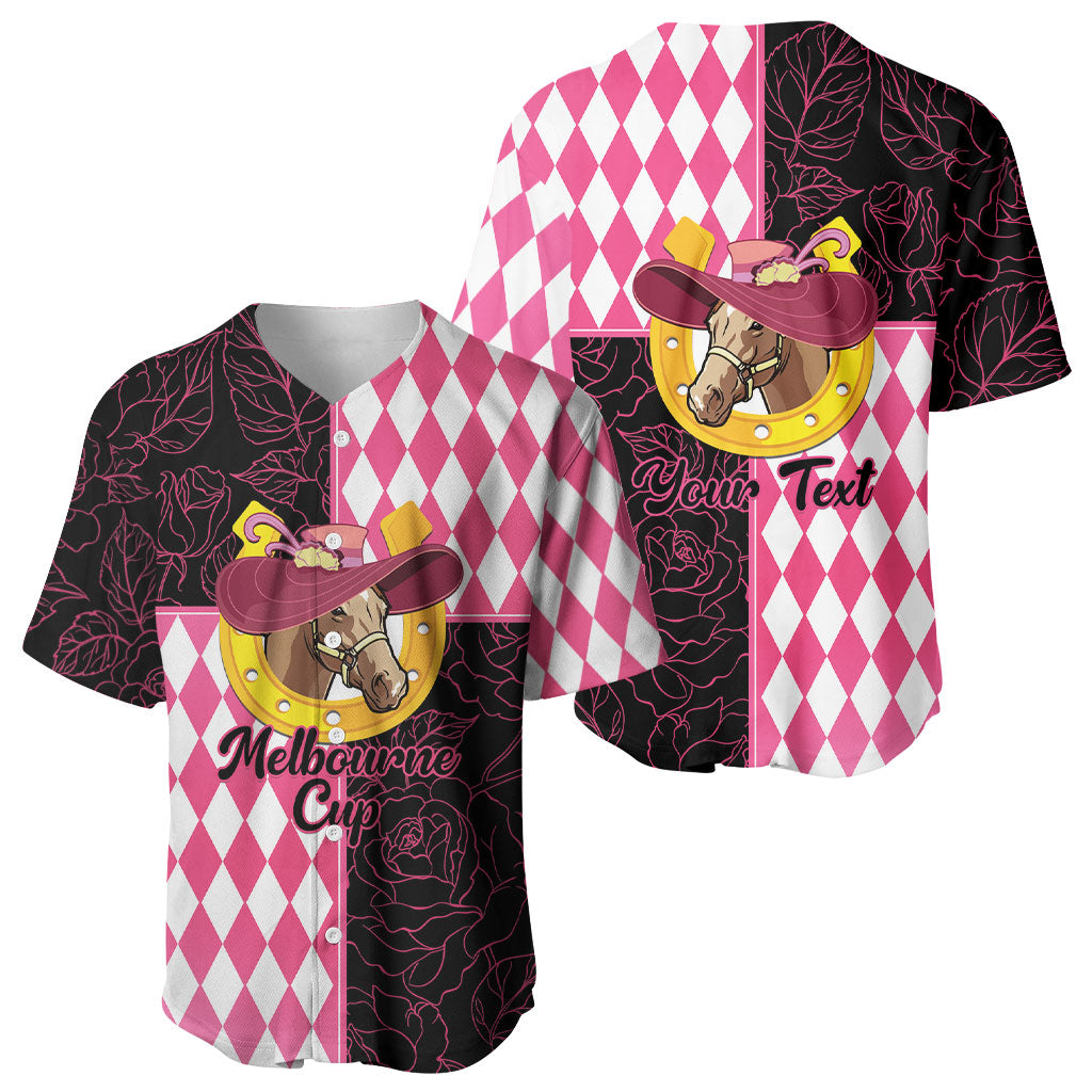 Personalised Melbourne Cup Australia Baseball Jersey Diamond Horse Racing Silks Inspired Pink