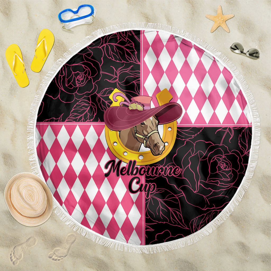 Melbourne Cup Australia Beach Blanket Diamond Horse Racing Silks Inspired Pink