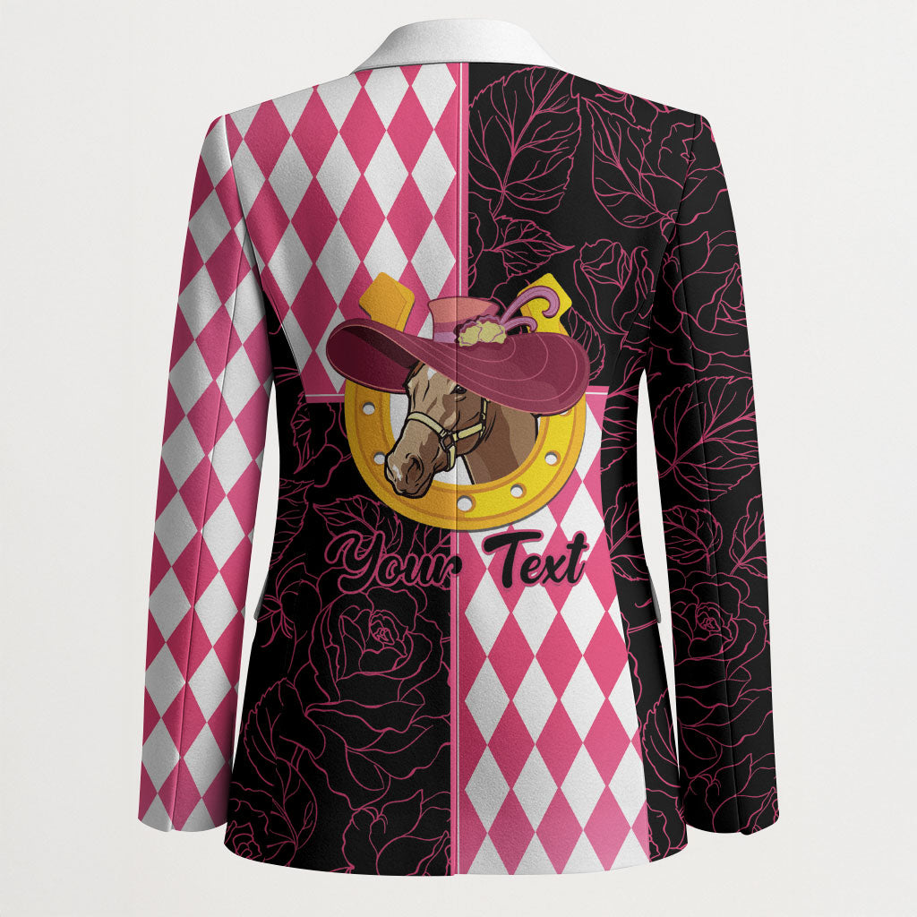 Personalised Melbourne Cup Australia Blazer Diamond Horse Racing Silks Inspired Pink