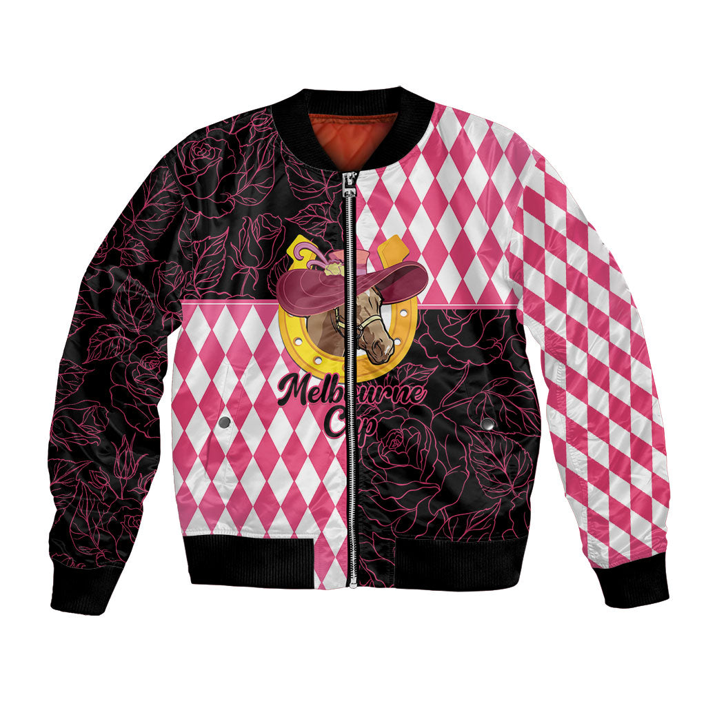 Personalised Melbourne Cup Australia Bomber Jacket Diamond Horse Racing Silks Inspired Pink