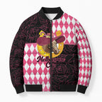 Personalised Melbourne Cup Australia Bomber Puffer Jacket Diamond Horse Racing Silks Inspired Pink