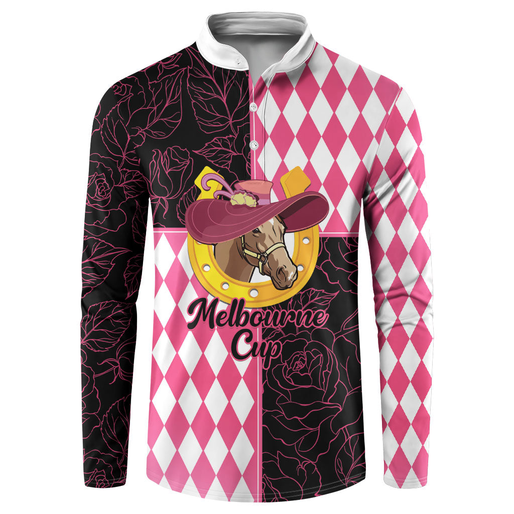 Personalised Melbourne Cup Australia Button Sweatshirt Diamond Horse Racing Silks Inspired Pink